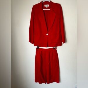 Vinatge Christian Dior Petite Lipstick Red Rayon Suit Set Size 6/10